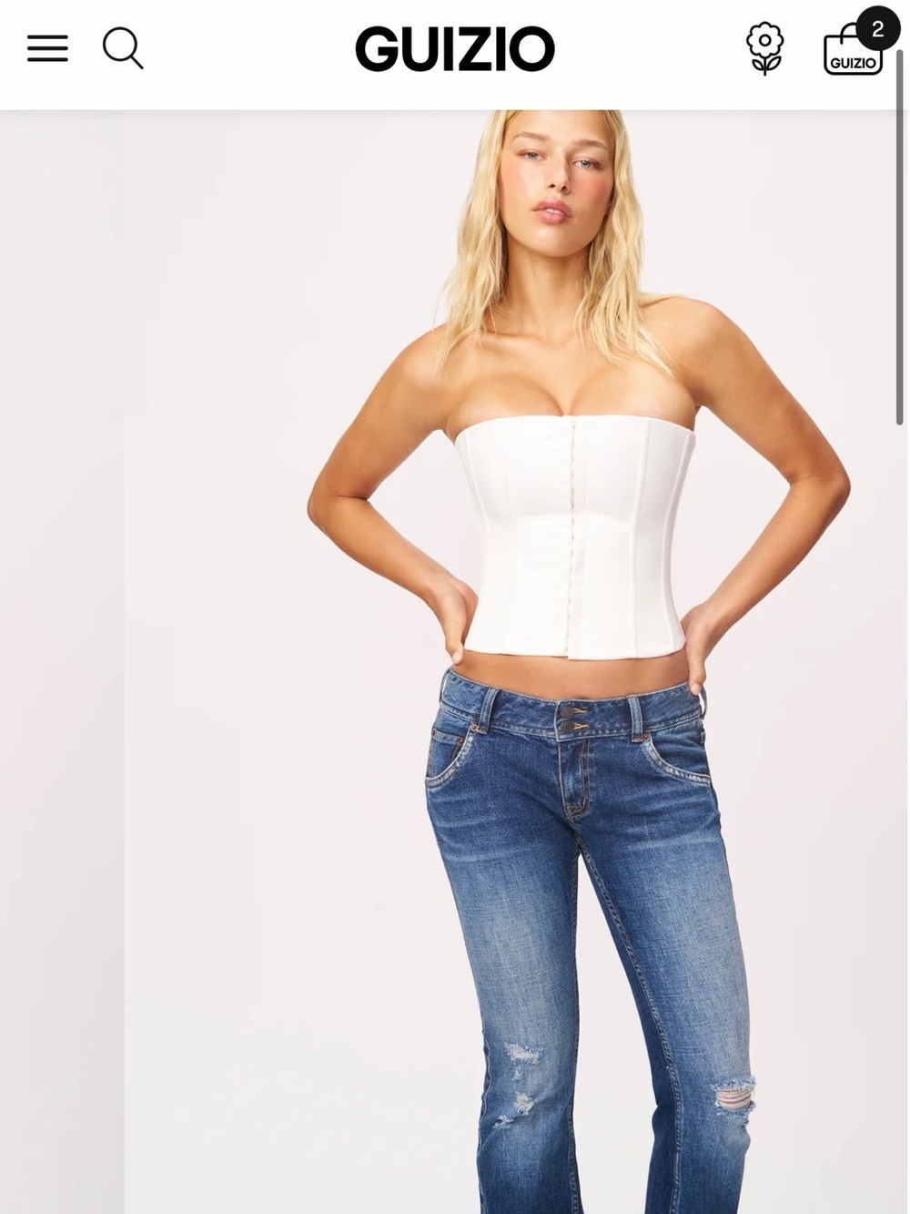 Danielle Guizio White Strapless Corset Top